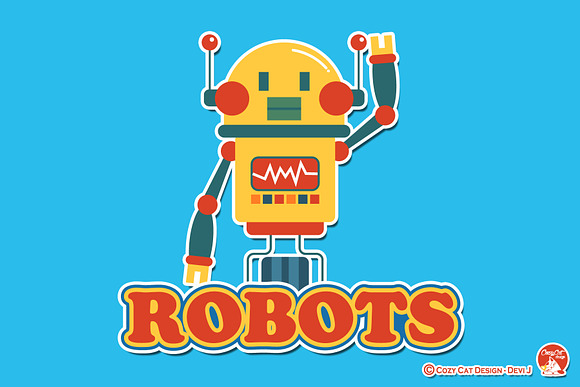 Robots Retro Clipart in Illustrations - product preview 1