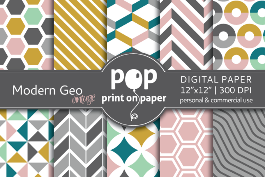 Modern Geo Vintage Digital Paper in Patterns - product preview 8