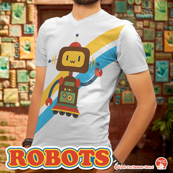 Robots Retro Clipart in Illustrations - product preview 5