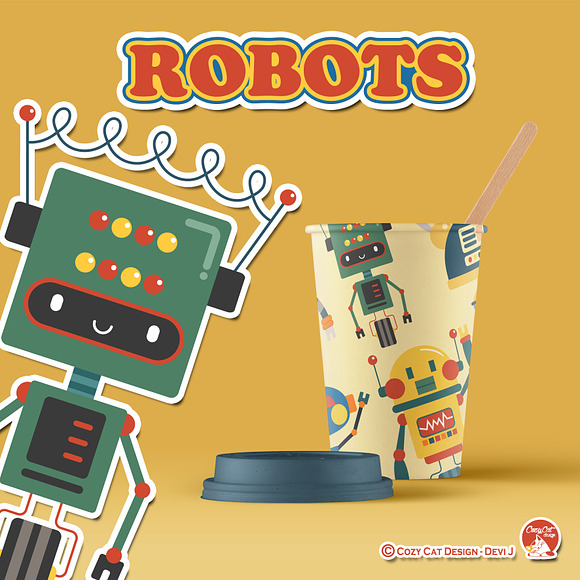 Robots Retro Clipart in Illustrations - product preview 7
