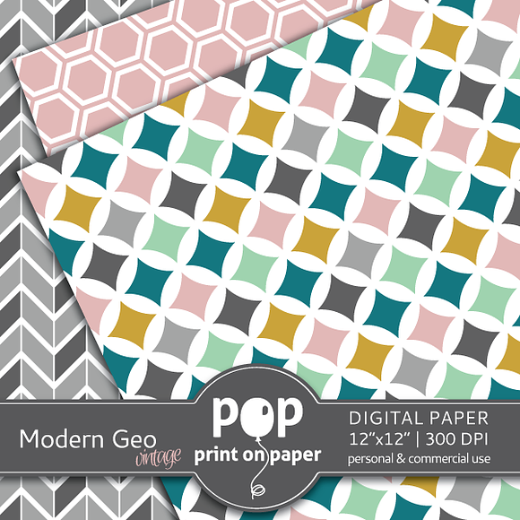Modern Geo Vintage Digital Paper in Patterns - product preview 1