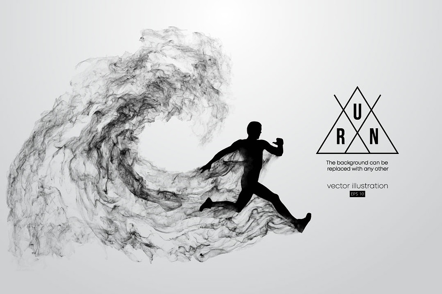 Silhouette of a running athlete man in Illustrations - product preview 8