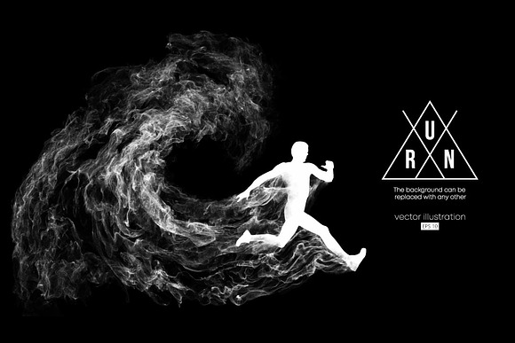 Silhouette of a running athlete man in Illustrations - product preview 1