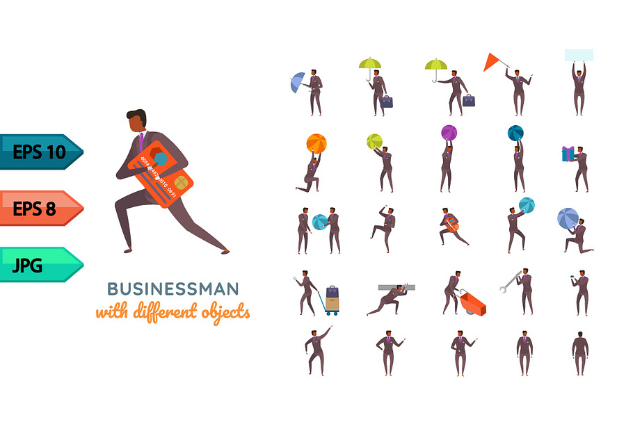 Vector business character poses set