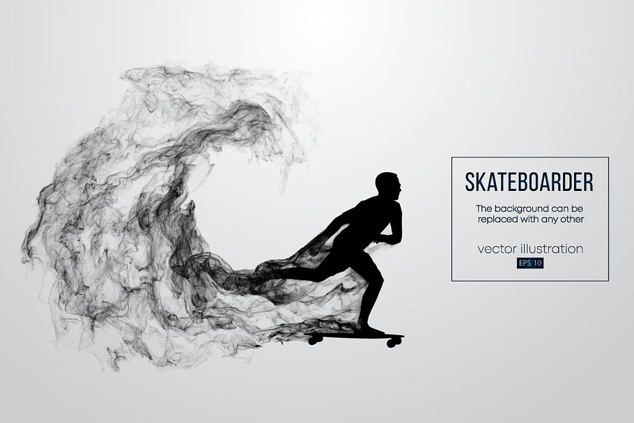 Silhouette of a skateboarder. Vector