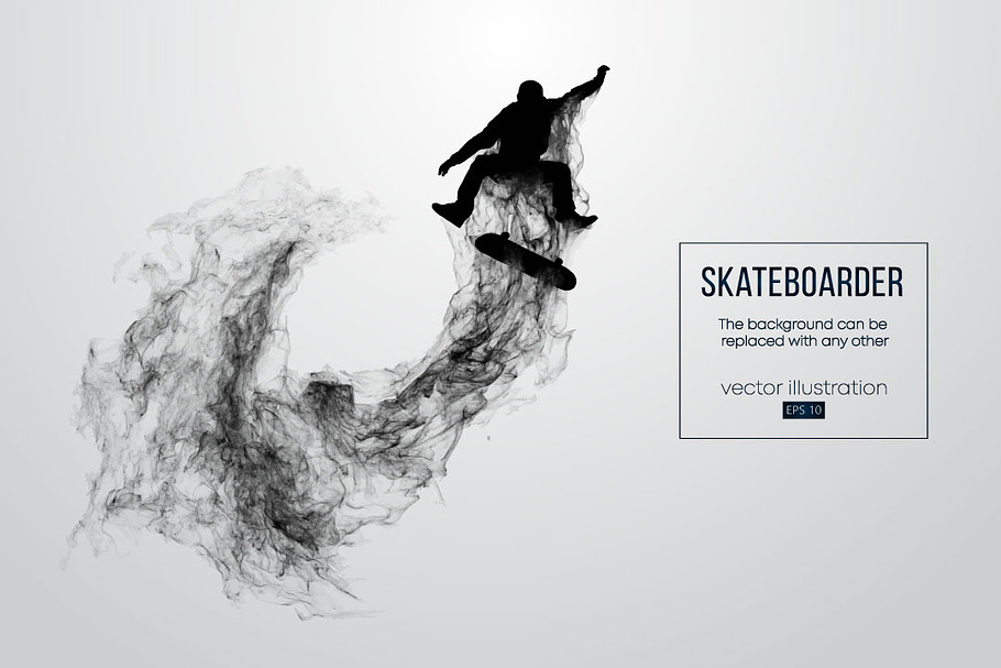 Silhouette of a skateboarder. Vector in Illustrations - product preview 8