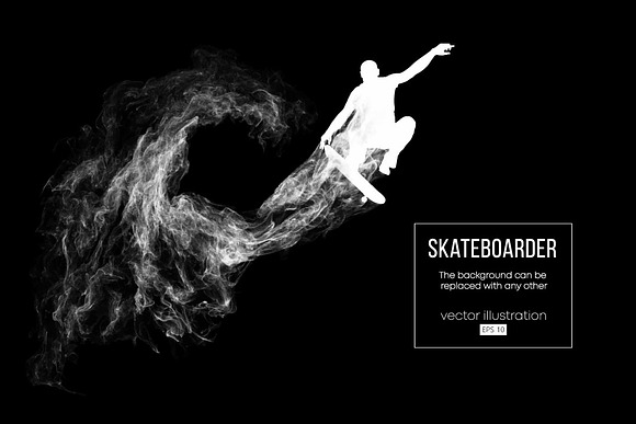 Silhouette of a skateboarder. Vector in Illustrations - product preview 1