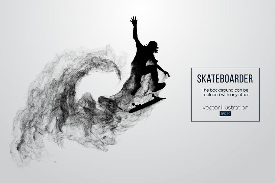 Silhouette of a skateboarder. Vector in Illustrations - product preview 8
