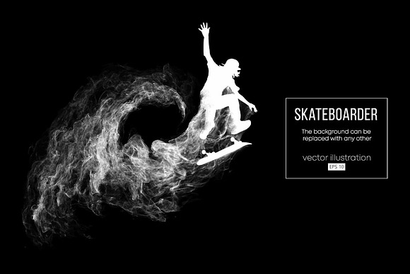 Silhouette of a skateboarder. Vector in Illustrations - product preview 1