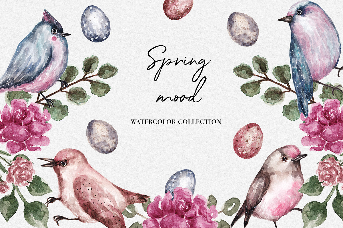 Spring Mood Watercolor Collection in Illustrations - product preview 8