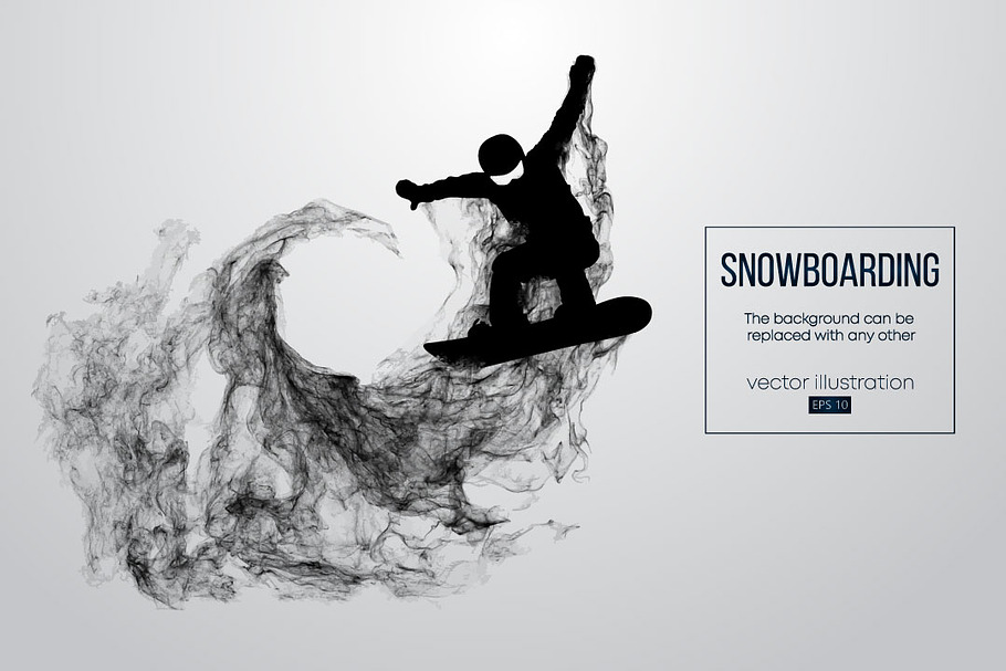 Silhouette of a snowboarder. Vector in Illustrations - product preview 8
