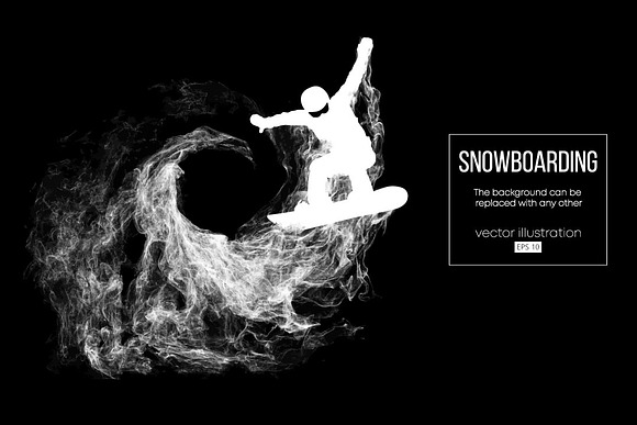 Silhouette of a snowboarder. Vector in Illustrations - product preview 1