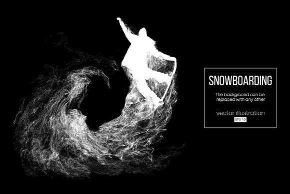 Silhouette of a snowboarder. Vector in Illustrations - product preview 1