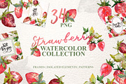 Strawberry collection Watercolor png