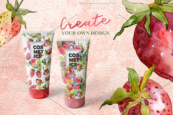 Strawberry collection Watercolor png in Illustrations - product preview 1
