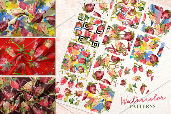 Strawberry collection Watercolor png in Illustrations - product preview 2