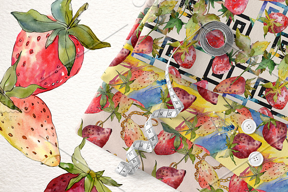 Strawberry collection Watercolor png in Illustrations - product preview 3