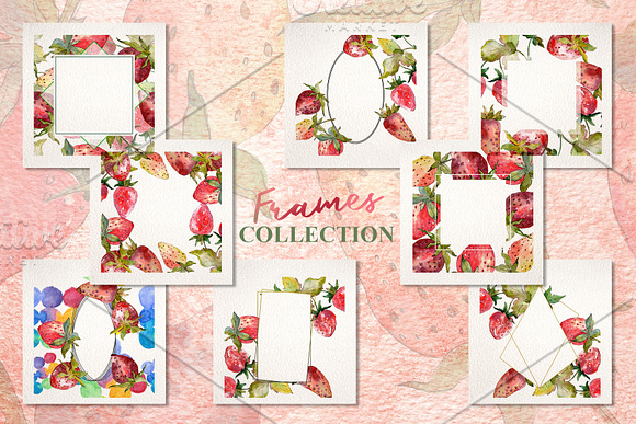 Strawberry collection Watercolor png in Illustrations - product preview 6
