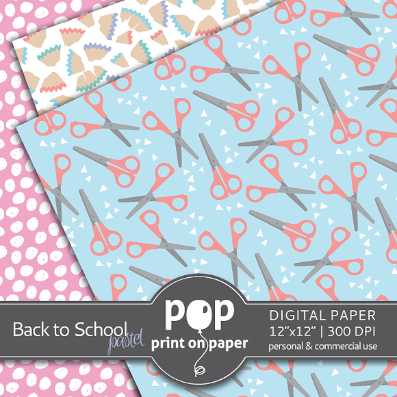 Back to School Pastel Digital Paper in Patterns - product preview 3