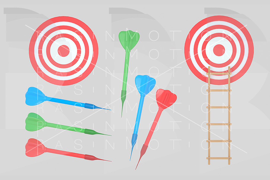 Dartboard and darts. Ladder. Isolate in Illustrations - product preview 8