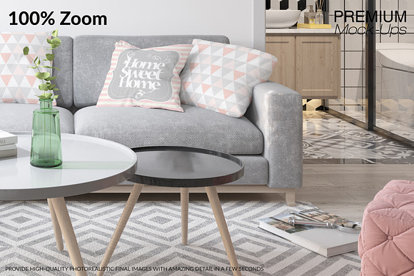 Pillows & Frames in Living Room in Product Mockups - product preview 14