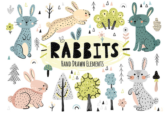 Rabbits Collection: patterns, cards in Illustrations - product preview 7