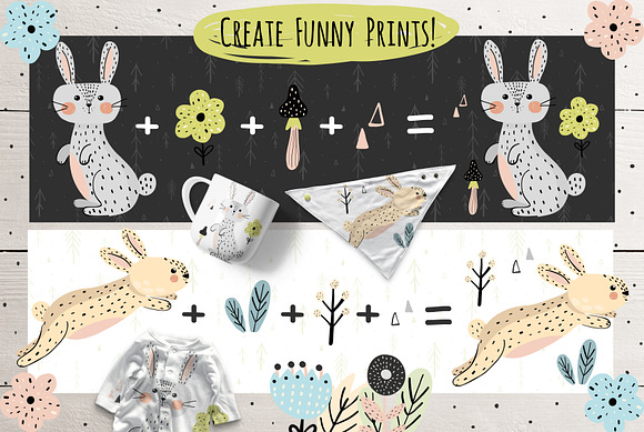 Rabbits Collection: patterns, cards in Illustrations - product preview 8