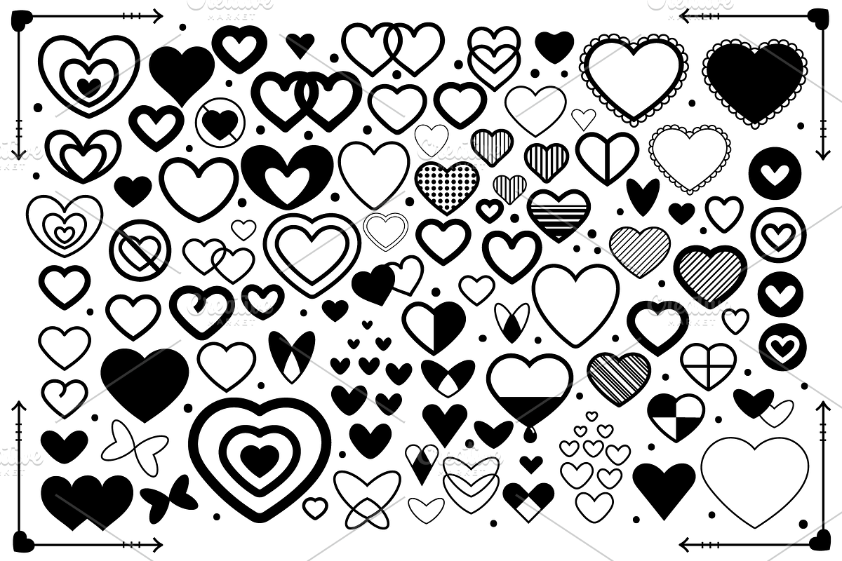 Simple Doodle Heart Graphic Set in Objects - product preview 8