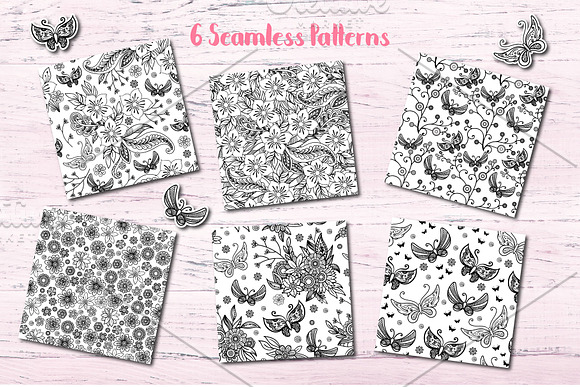 Butterfly Seamless Patterns in Patterns - product preview 1