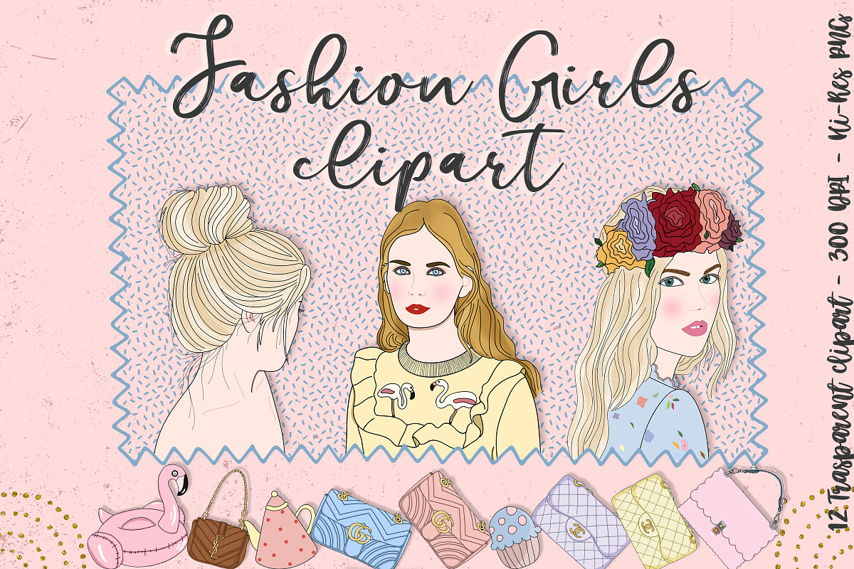 Fashion girl clipart in Illustrations - product preview 8