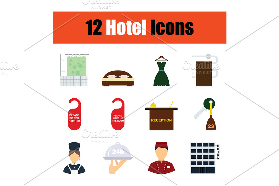 Set of hotel icons in Icons - product preview 8