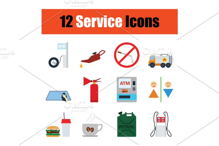 Set of service station icons