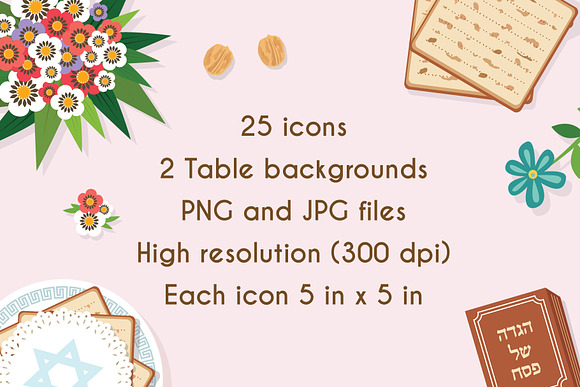 Passover Seder icons and backgrounds in Graphics - product preview 3
