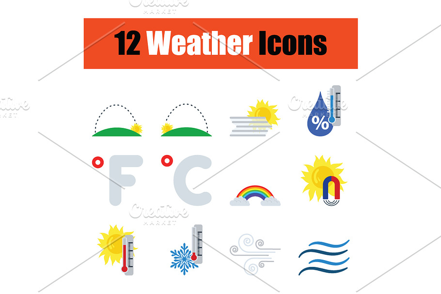 Set of weather icons in Icons - product preview 8