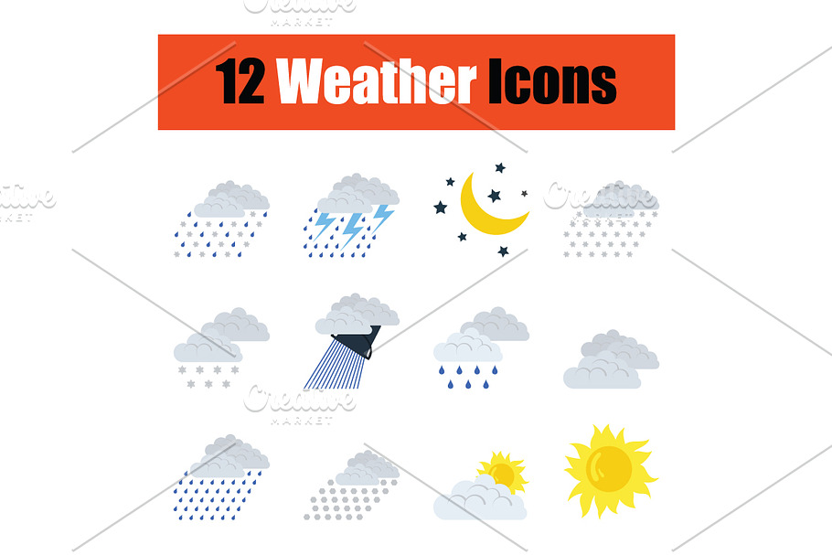 Set of weather icons in Icons - product preview 8