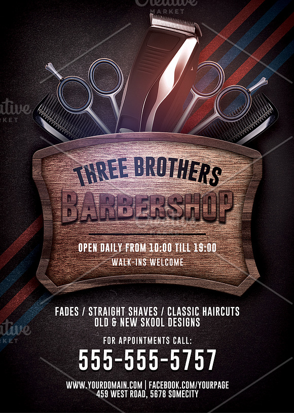 Barber Shop Flyer Template in Flyer Templates - product preview 1