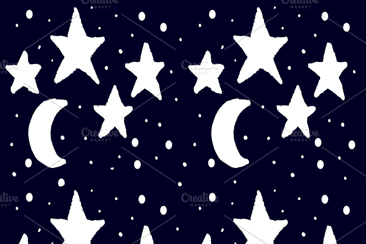 Starry Night Cartoon Seamless Patter in Graphics - product preview 8
