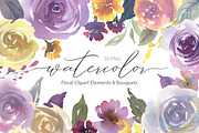 Watercolor Light Violet Flowers PNG