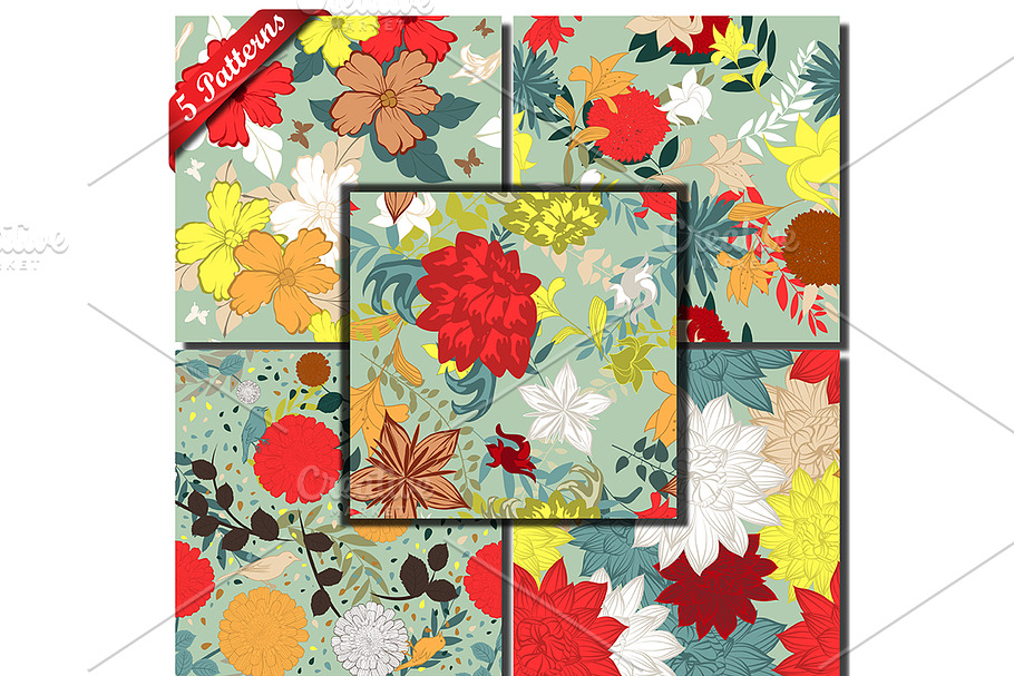 5 Seamless Floral Patterns in Patterns - product preview 8