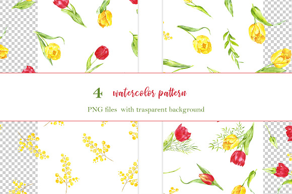 watercolor set spring  tulips in Graphics - product preview 3