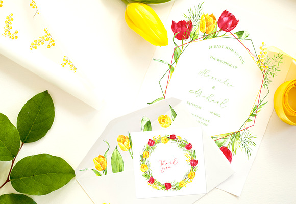 watercolor set spring  tulips in Graphics - product preview 5