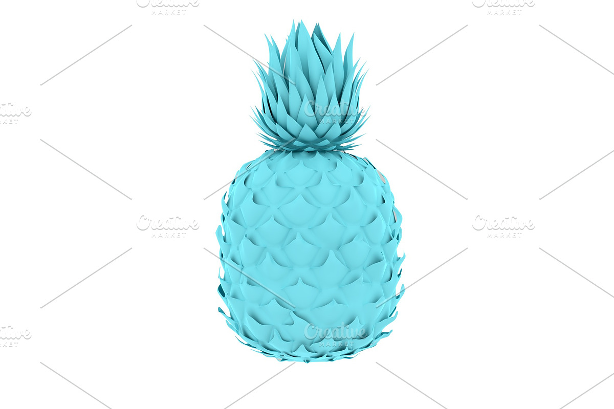 Painted Blue Pinapple Isolated in Illustrations - product preview 8