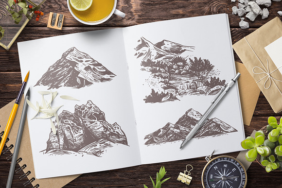 Mountains & Adventure. Sketches art in Illustrations - product preview 3