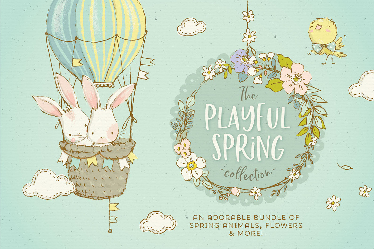 Spring Animals, Flowers & Patterns in Illustrations - product preview 8