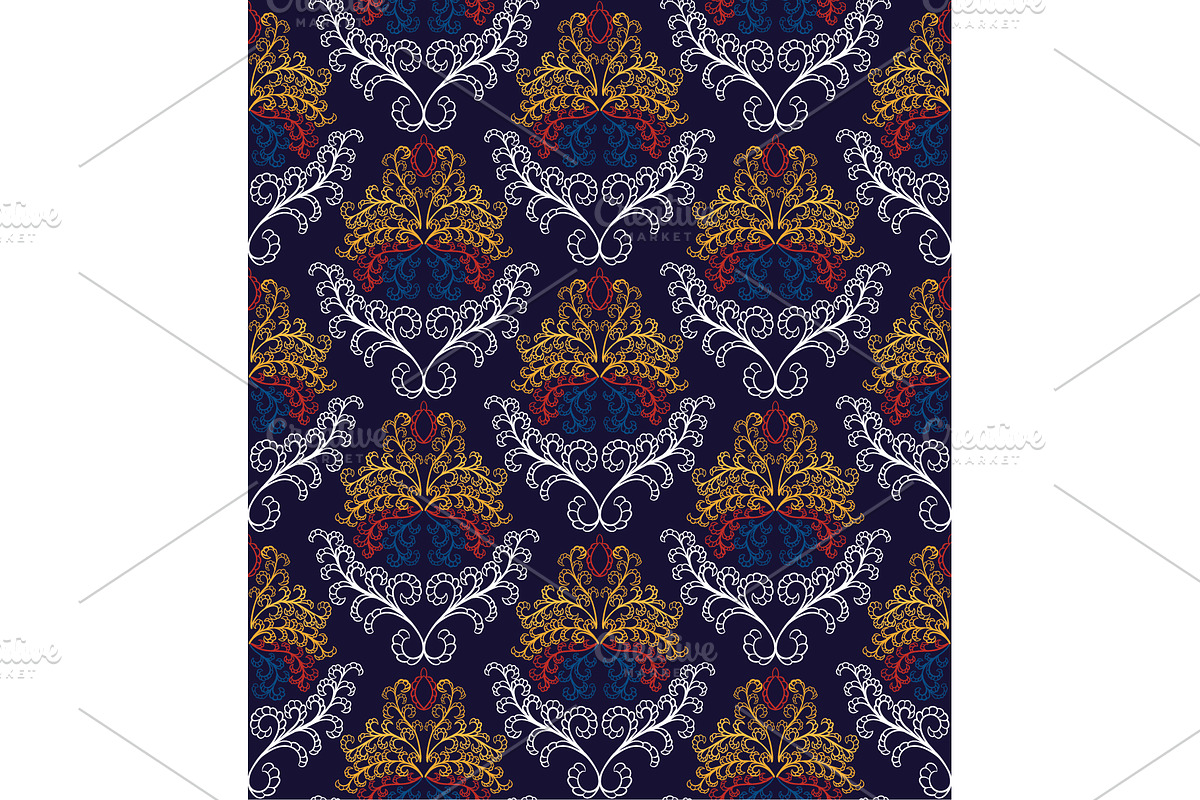 Damask seamless vector pattern in Patterns - product preview 8