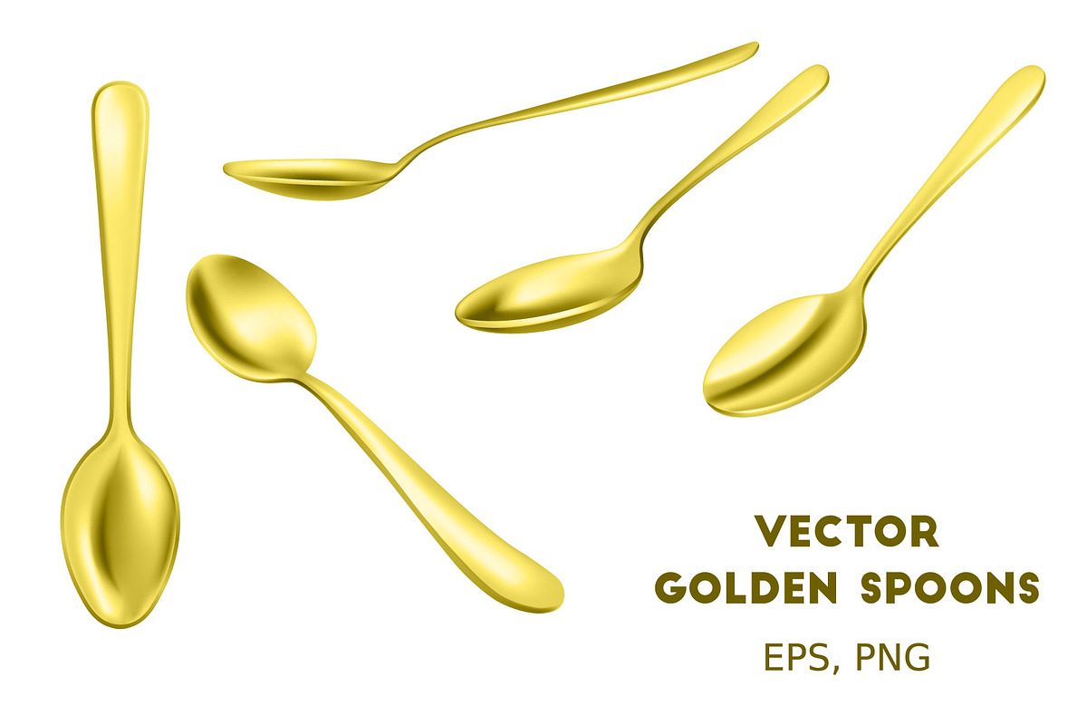 Golden spoons vector set in Objects - product preview 8