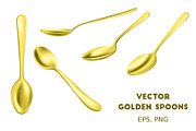 Golden spoons vector set