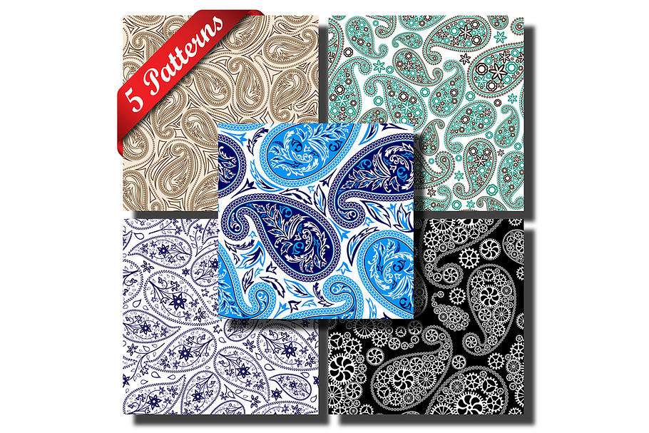5 Paisley Seamless Patterns in Patterns - product preview 8