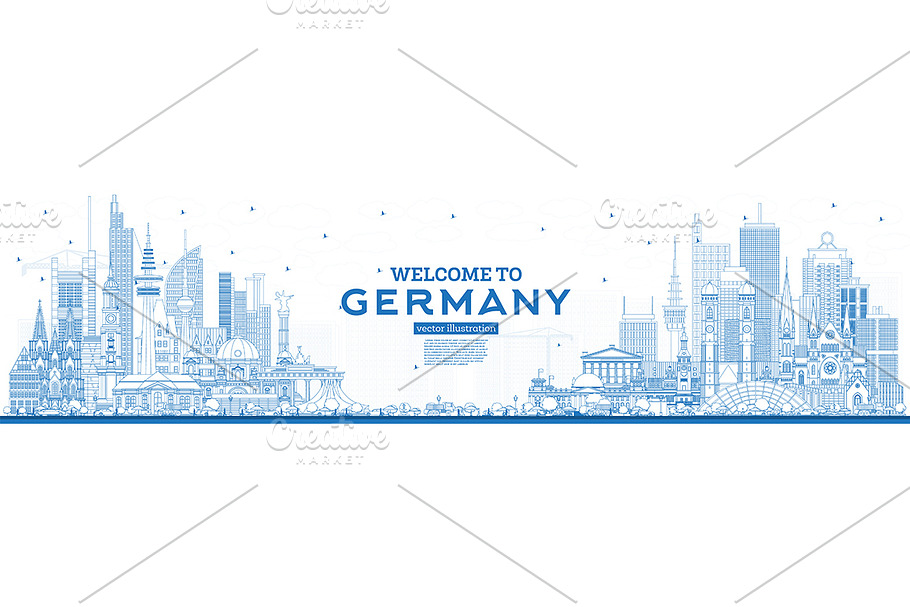 Outline Welcome to Germany Skyline