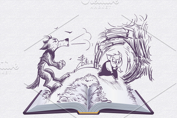Russian folk tales set open book in Illustrations - product preview 1